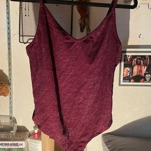 Maroon sparkle bodysuit 0x / large
